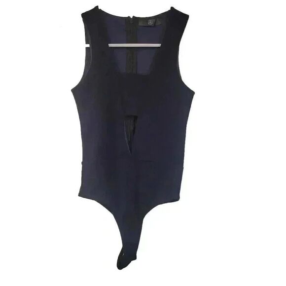 Missguided Women's Navy Poly/Spandex Cut Out Bodysuit - Picture 1 of 11